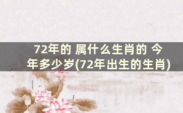 72年的 属什么生肖的 今年多少岁(72年出生的生肖)